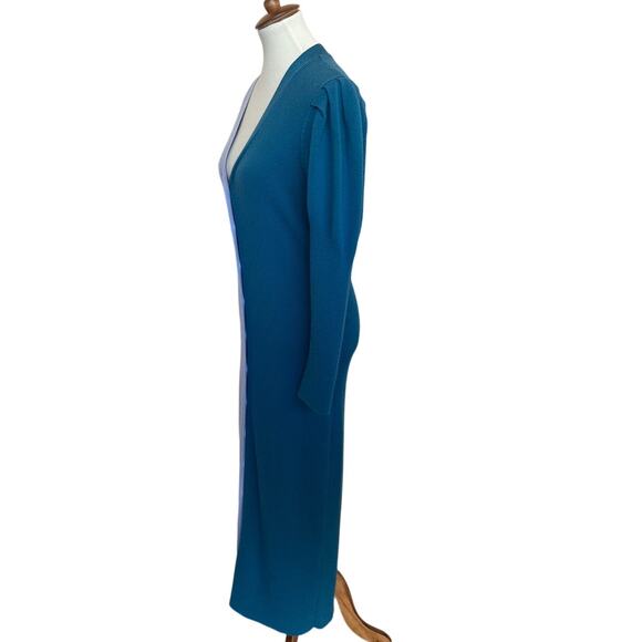 Busayo Cardigan Knit Midi Dress LARGE Ribbed Sweater Lavender Duster Wool $360 - Picture 6 of 10